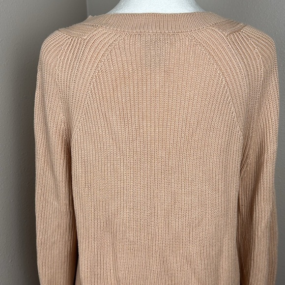 Lafayette 148 Cream Ribbed Cotton-Silk Blend Knit Crewneck Vented Sweater sz S - Picture 12 of 15